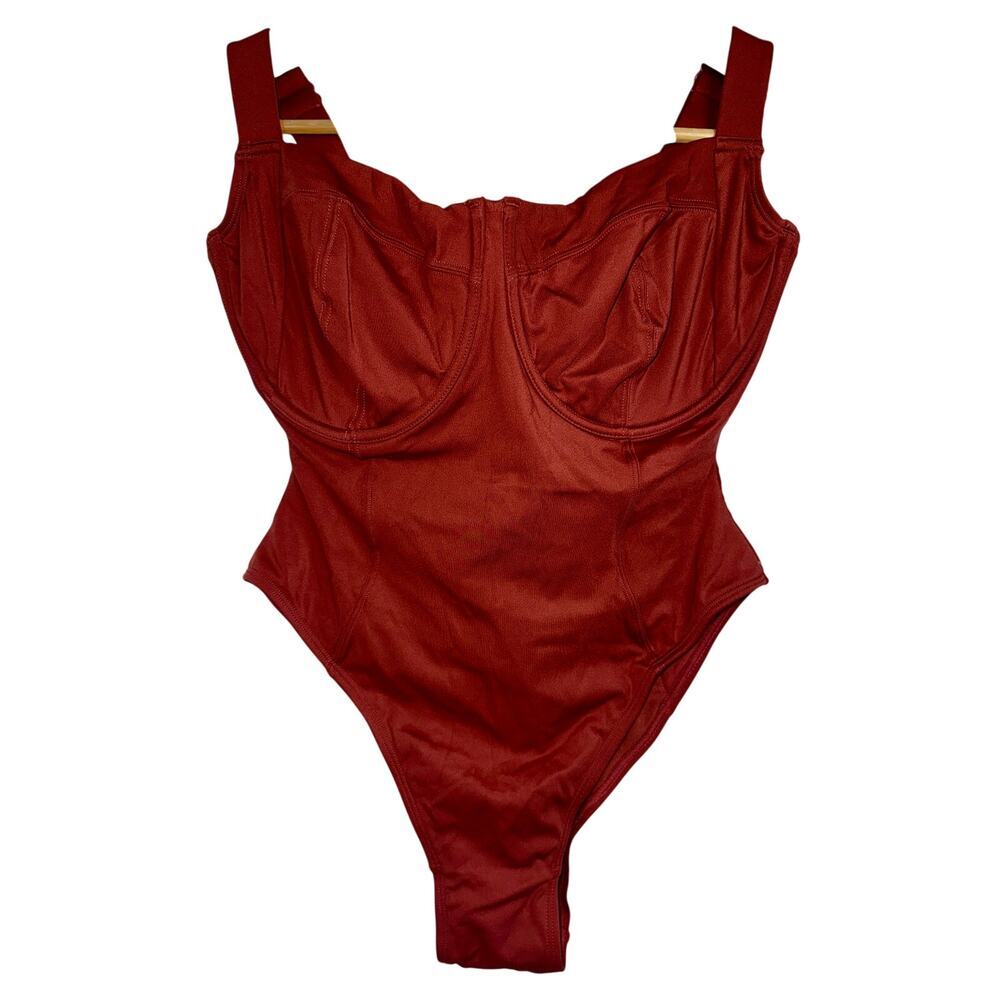 NWT TA3 Hi Cut Lifty Copper Lace Up Corset One Piece Swimsuit Size S Short H/I